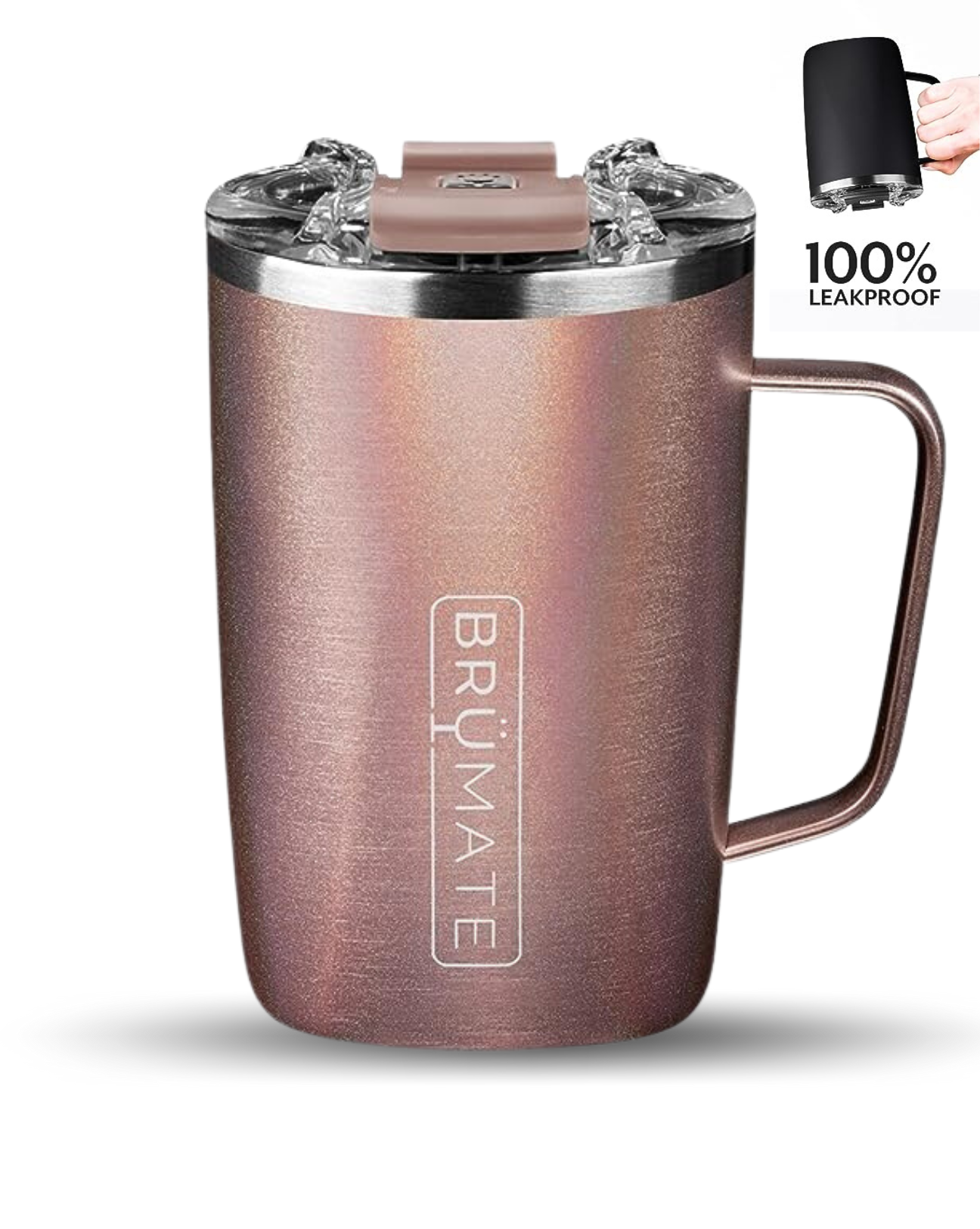  BrüMate Toddy XL - Taza de café aislada 100% a prueba de fugas  con asa y tapa, taza de viaje de acero inoxidable, taza de café de doble  pared (blanco brillante) 